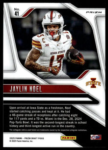 2025 Panini Prizm Draft Picks - Jaylin Noel Prizms Gold Ice - Football #41
