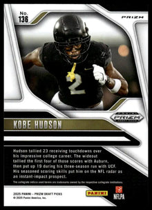 2025 Panini Prizm Draft Picks - Kobe Hudson Prizms Silver - Football #136