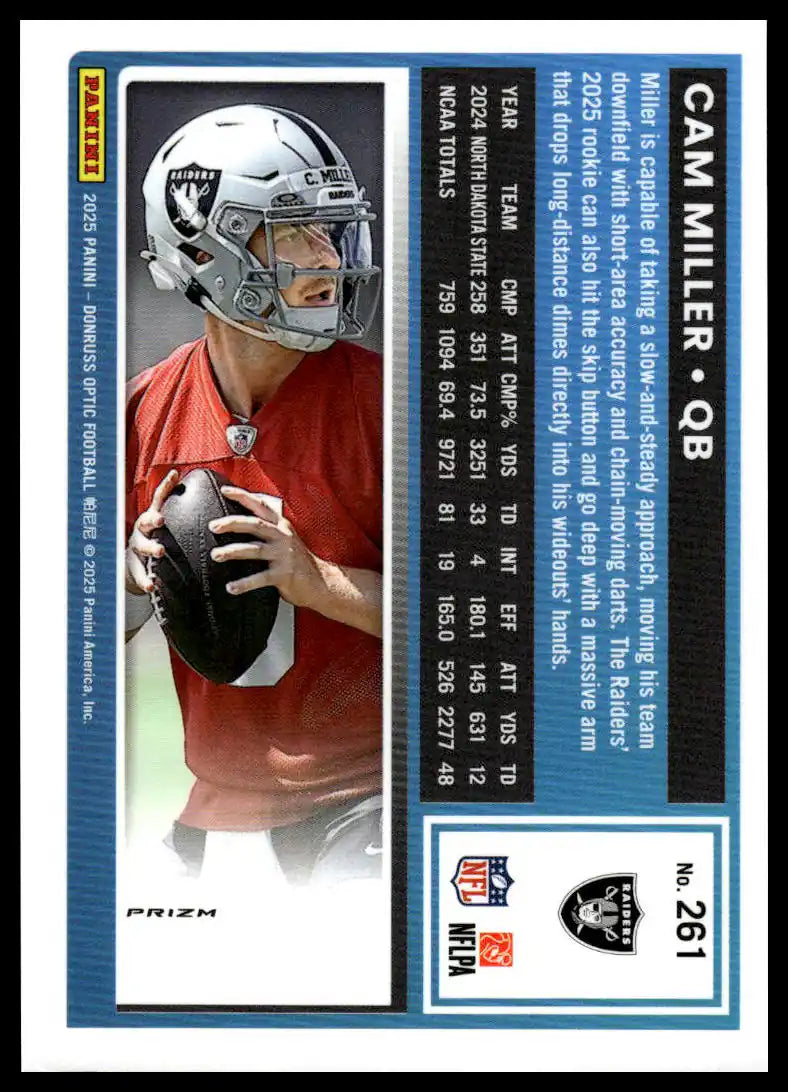 2025 Donruss Optic - Cam Miller Purple Shock - Football #261