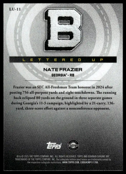 2025 Bowman University Chrome - Nate Frazier Lettered Up - Football #LU-11