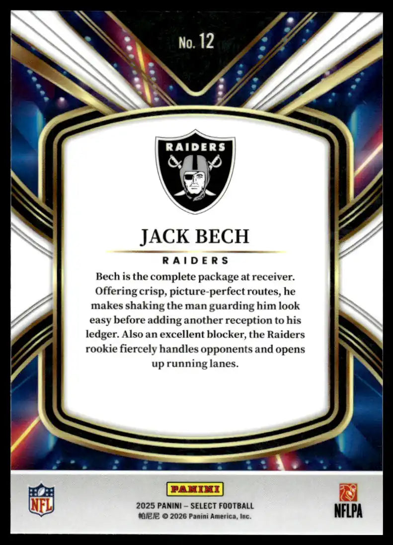 2025 Panini Select - Jack Bech Select Future - Football #12