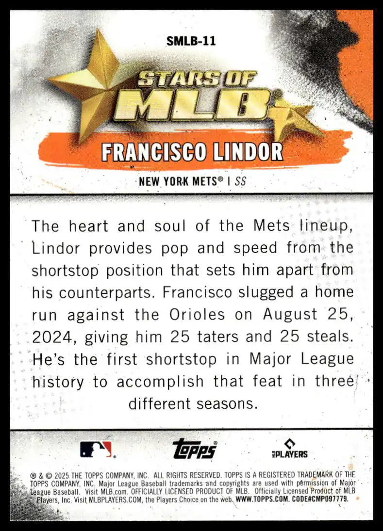 2025 Topps - Francisco Lindor Stars of MLB - Baseball #SMLB-11