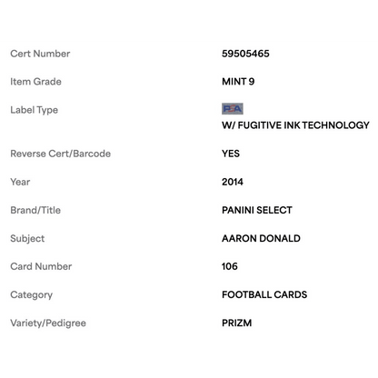 Aaron Donald PSA 9 2014 Panini Select Prizm Rookie RC Card #106