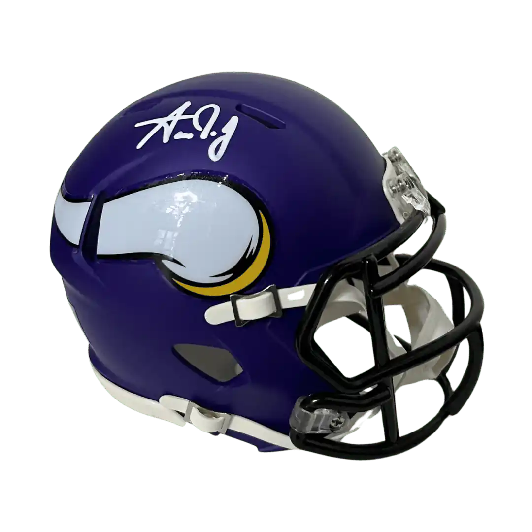 Aaron Jones Minnesota Vikings Autographed Mini Speed Helmet - Beckett COA