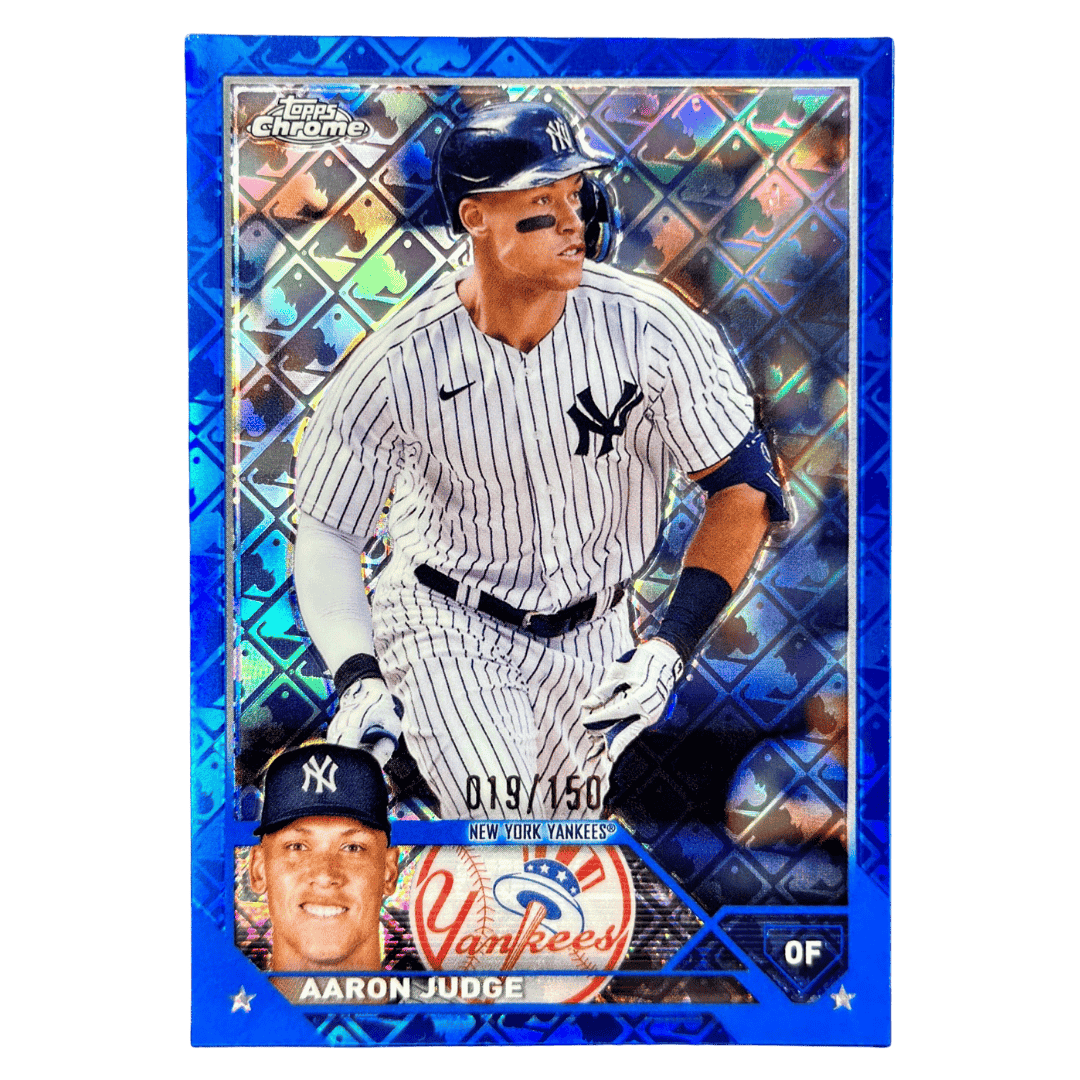 Aaron Judge 2023 Topps Chrome Blue Logofractor #d/150 #62
