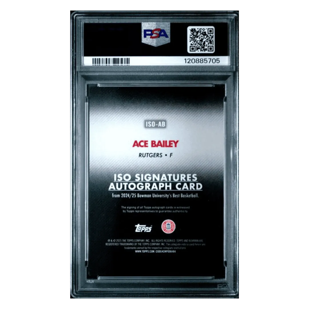 Ace Bailey PSA 9 2024 Topps Bowman University Best ISO Signature Geometric Card #ISOAB