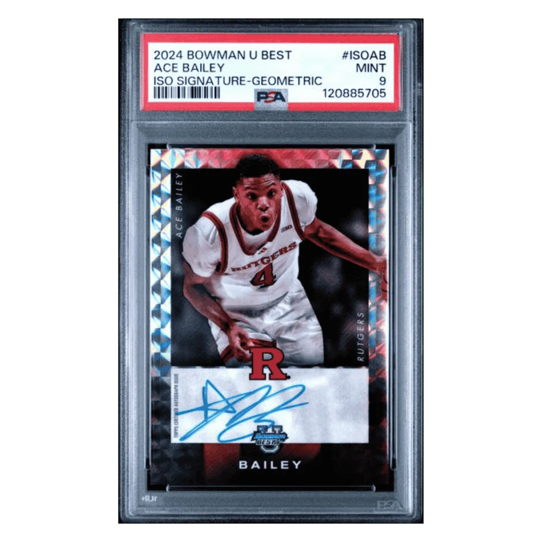 Ace Bailey PSA 9 2024 Topps Bowman University Best ISO Signature Geometric Card #ISOAB