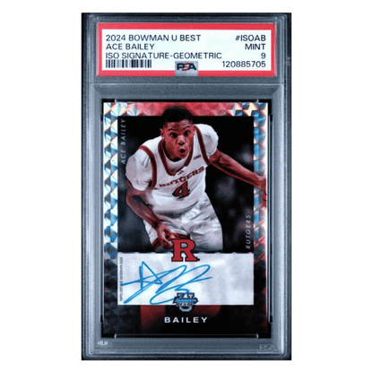 Ace Bailey PSA 9 2024 Topps Bowman University Best ISO Signature Geometric Card #ISOAB