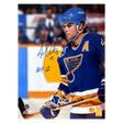 Adam Oates St Louis Blues Autographed Photo w/ "HOF 12" Inscription - Fan Cave COA