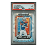 Adonai Mitchell PSA 9 2024 Panini Obsidian Fire and Ice Silver Rookie RC #d/ 99 Card #4