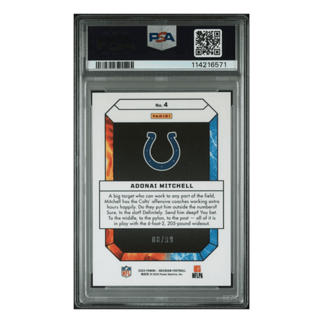 Adonai Mitchell PSA 9 2024 Panini Obsidian Fire and Ice Silver Rookie RC #d/ 99 Card #4