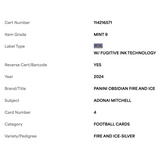 Adonai Mitchell PSA 9 2024 Panini Obsidian Fire and Ice Silver Rookie RC #d/ 99 Card #4