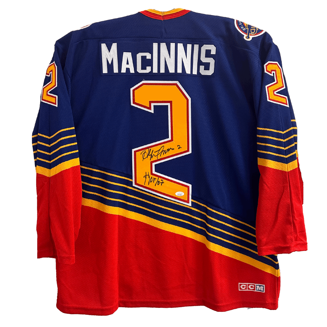 Al MacInnis St Louis Blues Autographed Blue CCM 90's Jersey with Inscription - JSA COA