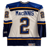 Al MacInnis St Louis Blues Autographed CCM Away Jersey with Inscription - JSA COA