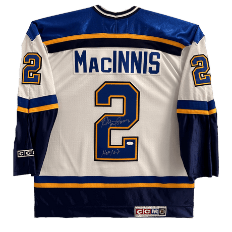 Al MacInnis St Louis Blues Autographed CCM Away Jersey with Inscription - JSA COA