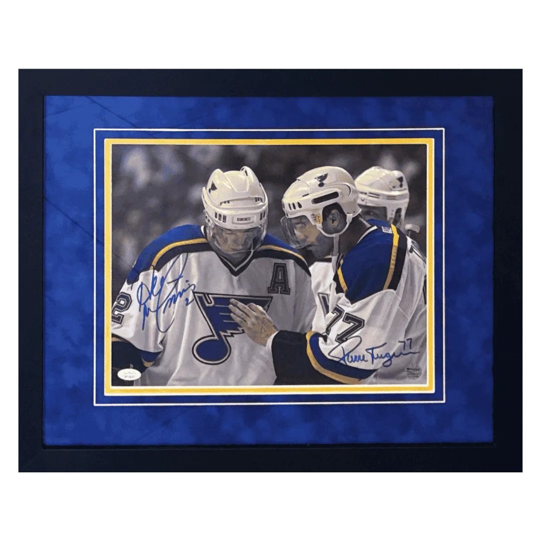 Al MacInnis & Pierre Turgeon St Louis Blues Dual Autographed Framed 11x14 Photo - JSA COA