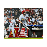Alec Burleson St Louis Cardinals Autographed Hitting Photo - Fan Cave COA