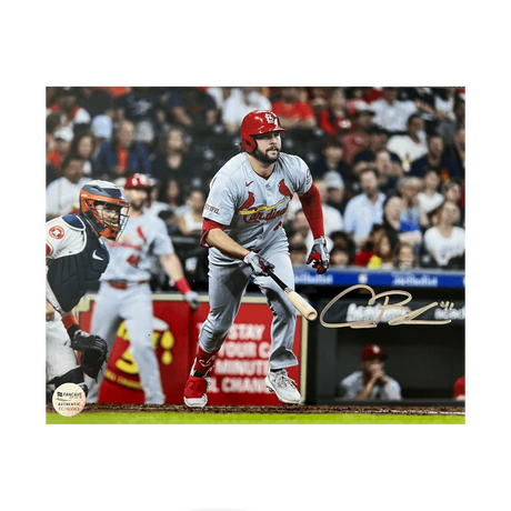 Alec Burleson St Louis Cardinals Autographed Hitting Photo - Fan Cave COA