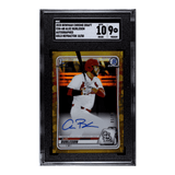 Alec Burleson SGC 9 2020 Bowman Chrome Draft Autographed Gold Refractor #D 10/50 Rookie RC Card #CDA-AB
