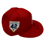 Alec Burleson St Louis Cardinals Autographed Game Used Jackie Robinson Day Hat w/ Inscription - JSA / MLB COA