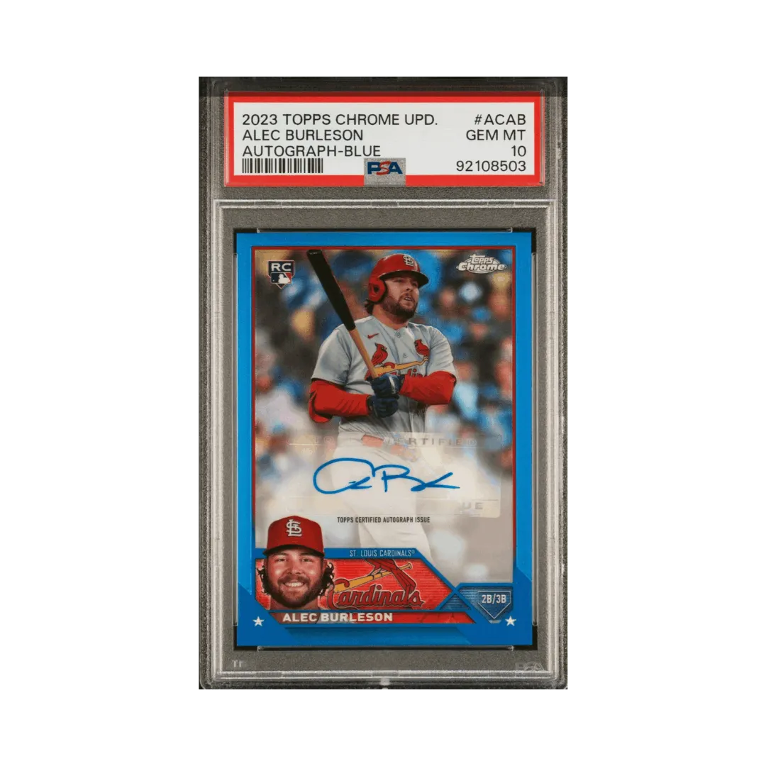 Alec Burleson PSA 10 2023 Topps Chrome Update Autographed Blue Refracter Card #ACAB - 23/150