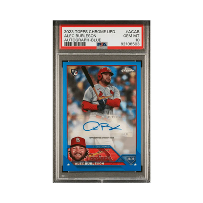 Alec Burleson PSA 10 2023 Topps Chrome Update Autographed Blue Refracter Card #ACAB - 23/150