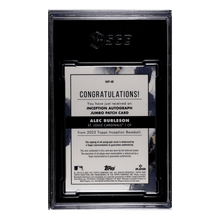 Alec Burleson SGC 9.5 2023 Topps Inception Autographed Jumbo Patch Red Rookie RC #d /50 Card #IAJP