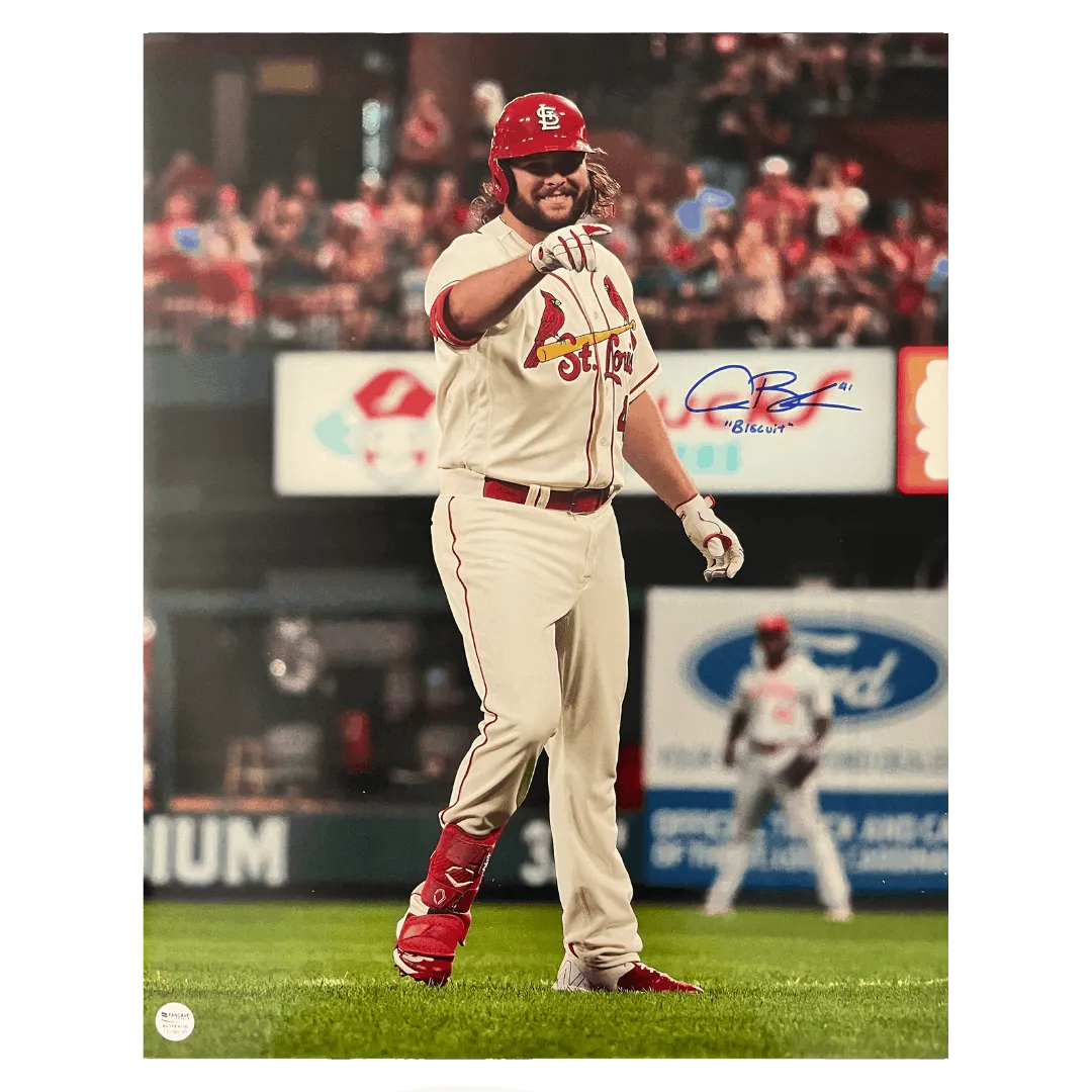 Alec Burleson St Louis Cardinals Autographed 16x20 Photo with "Biscuit" Inscription- Fan Cave COA