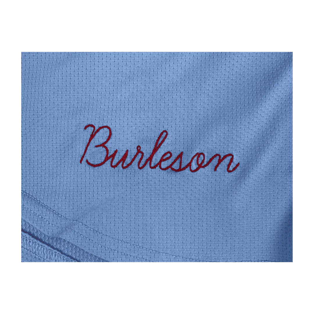 Alec Burleson St Louis Cardinals Autographed 2024 Game Used Baby Blue Jersey w/ Inscription - JSA COA