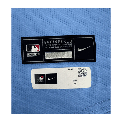 Alec Burleson St Louis Cardinals Autographed 2024 Game Used Baby Blue Jersey w/ Inscription - JSA COA