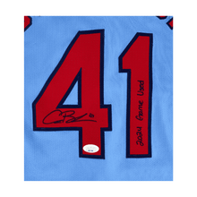Alec Burleson St Louis Cardinals Autographed 2024 Game Used Baby Blue Jersey w/ Inscription - JSA COA