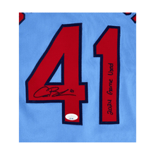 Alec Burleson St Louis Cardinals Autographed 2024 Game Used Baby Blue Jersey w/ Inscription - JSA COA