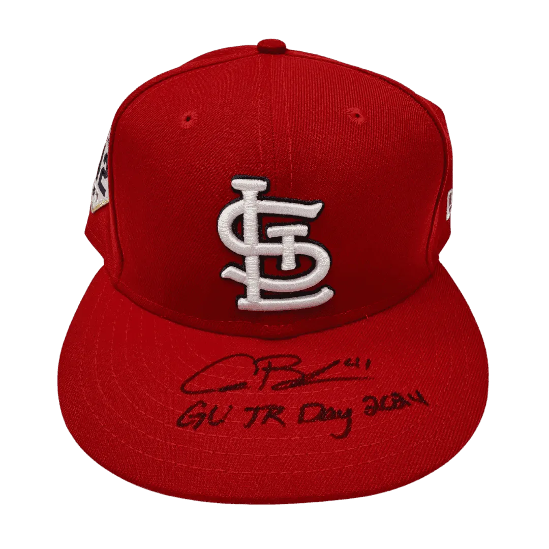 Alec Burleson St Louis Cardinals Autographed 2024 Game Used Jackie Robinson Day Hat w/ Inscription - JSA / MLB COA