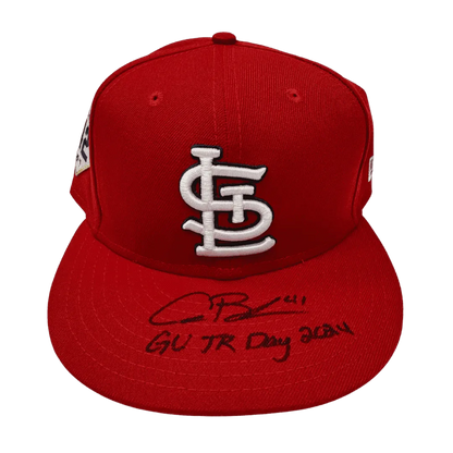 Alec Burleson St Louis Cardinals Autographed 2024 Game Used Jackie Robinson Day Hat w/ Inscription - JSA / MLB COA