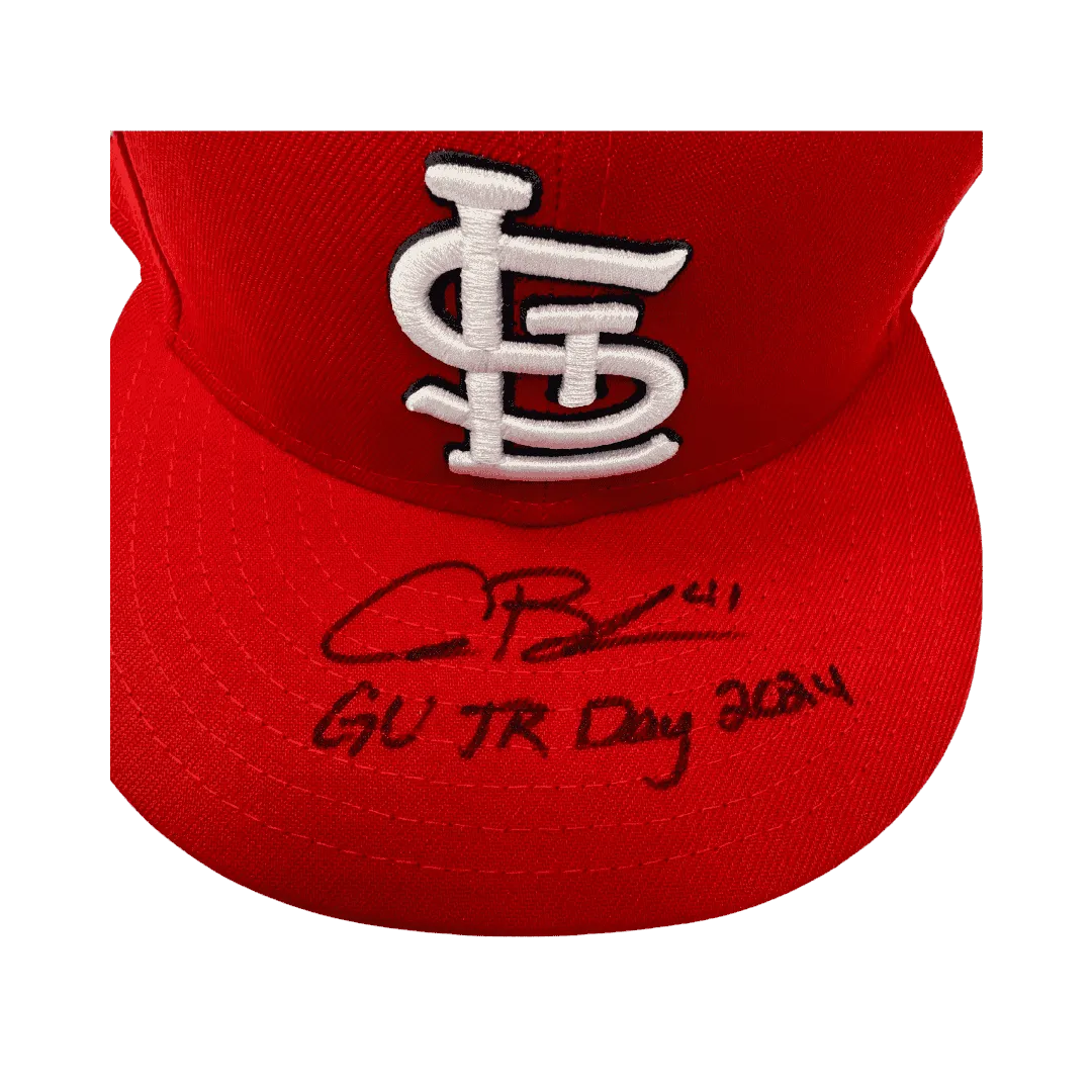 Alec Burleson St Louis Cardinals Autographed 2024 Game Used Jackie Robinson Day Hat w/ Inscription - JSA / MLB COA