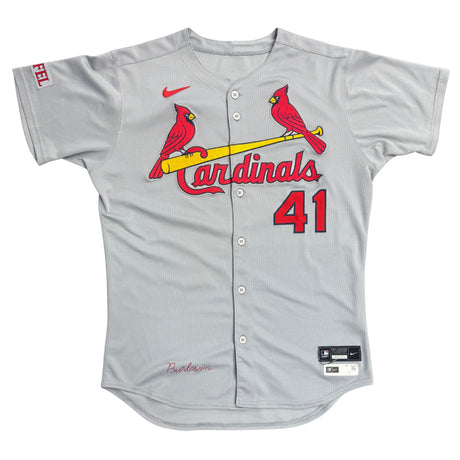 Alec Burleson St Louis Cardinals Autographed 2025 Game Used Away Jersey w/ Inscription - JSA COA