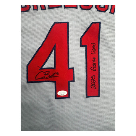 Alec Burleson St Louis Cardinals Autographed 2025 Game Used Away Jersey w/ Inscription - JSA COA