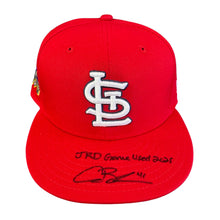 Alec Burleson St Louis Cardinals Autographed 2025 Game Used Jackie Robinson Hat w/ Inscription - JSA COA