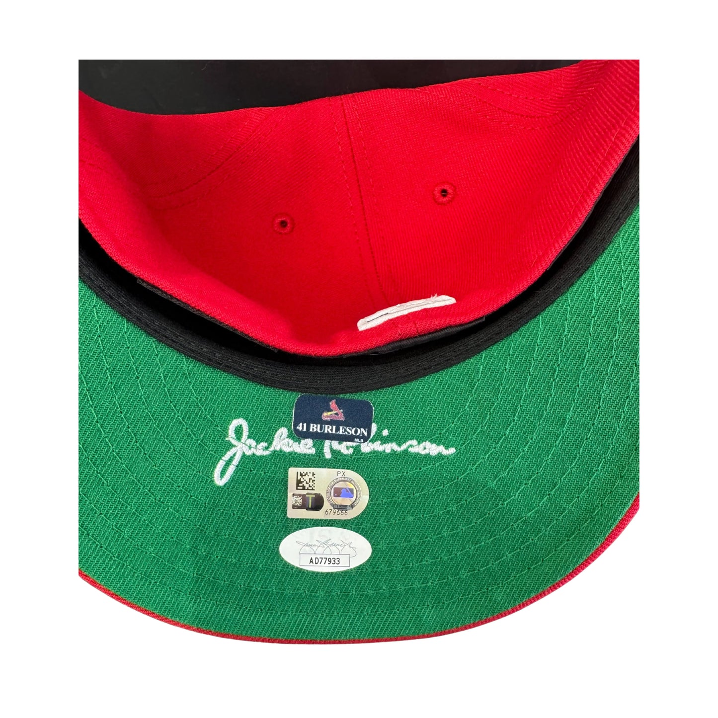 Alec Burleson St Louis Cardinals Autographed 2025 Game Used Jackie Robinson Hat w/ Inscription - JSA COA