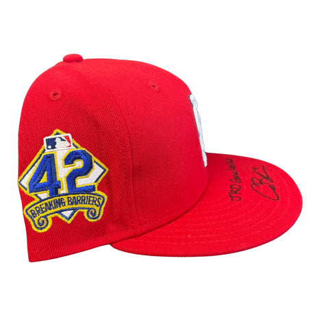 Alec Burleson St Louis Cardinals Autographed 2025 Game Used Jackie Robinson Hat w/ Inscription - JSA COA
