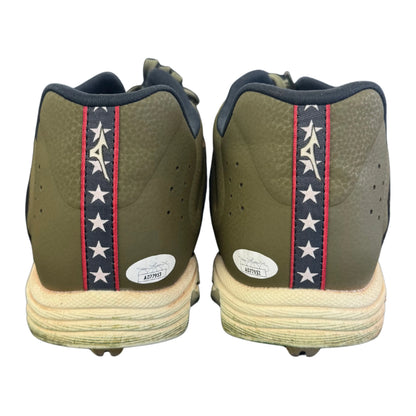 Alec Burleson St Louis Cardinals Autographed 2025 Game Used Military Appreciation Weekend Cleats w/ Inscription - JSA COA