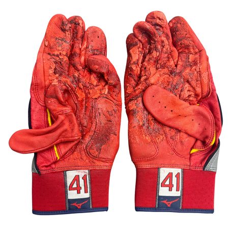 Alec Burleson St Louis Cardinals Autographed 2025 Game Used Red Batting Gloves w/ Inscription - JSA COA