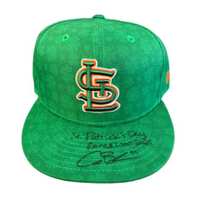 Alec Burleson St Louis Cardinals Autographed 2025 Game Used St Patricks Day Hat w/ Inscription - JSA COA