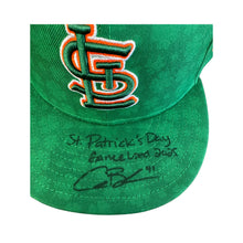 Alec Burleson St Louis Cardinals Autographed 2025 Game Used St Patricks Day Hat w/ Inscription - JSA COA