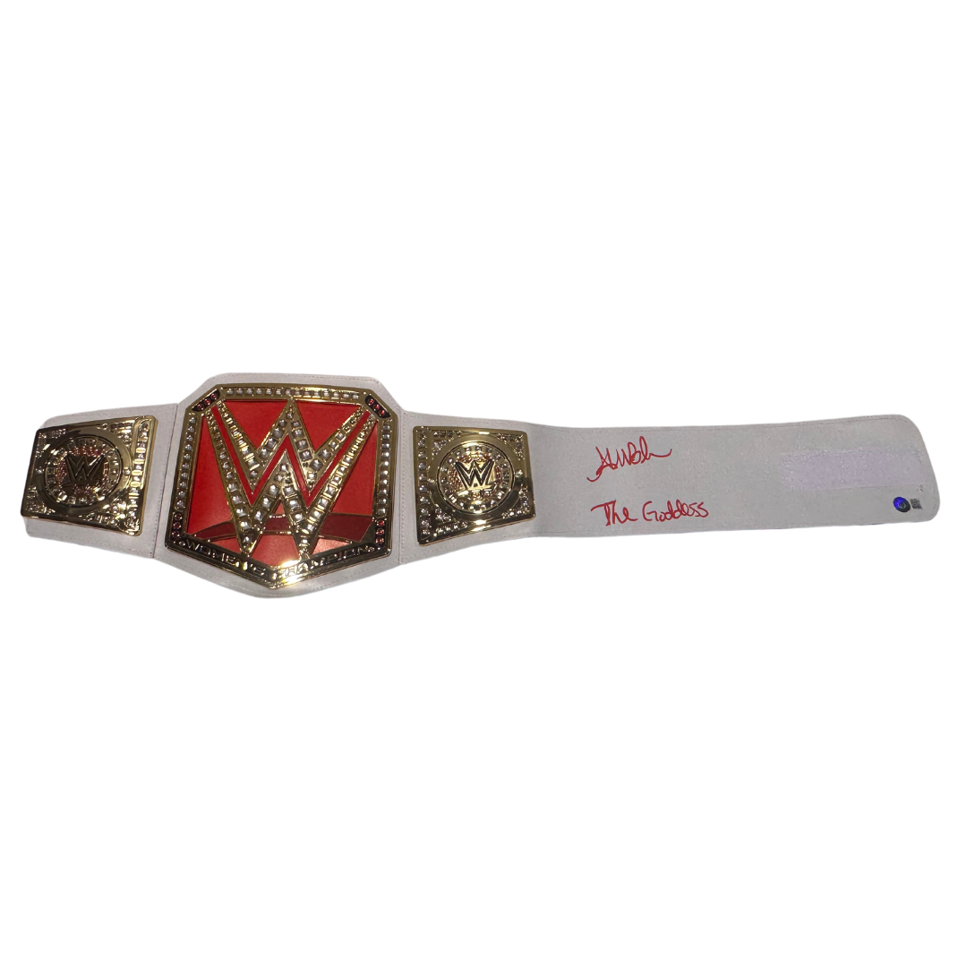 Alexa Bliss Autographed Red & Gold WWE Belt w/ "The Goddess" Inscription - Beckett COA