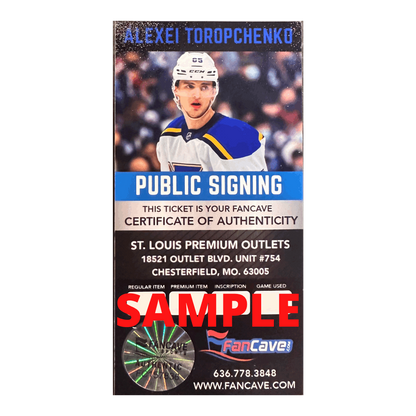 Alexei Toropchenko St Louis Blues Autographed Logo Puck - Fan Cave COA