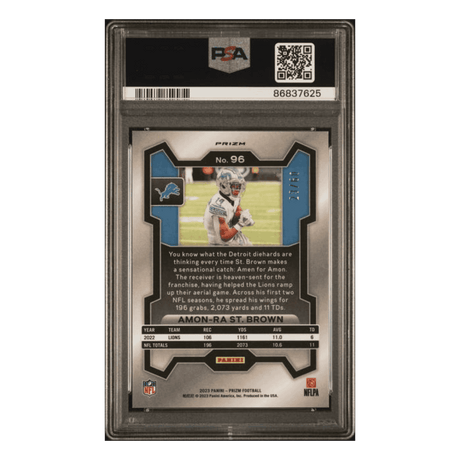 Amon-Ra St Brown PSA 9 2023 Panini Prizm Orange Wave #D/60 Card #96
