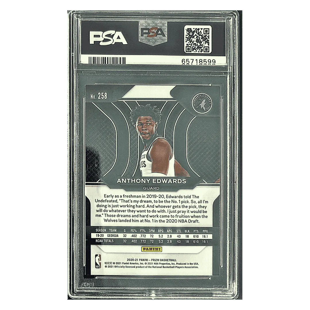 Anthony Edwards PSA 10 2020 Panini Prizm Rookie RC Card #258