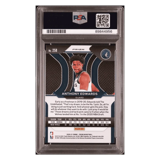 Anthony Edwards PSA 9 2020 Panini Prizm Silver Rookie RC Card #258