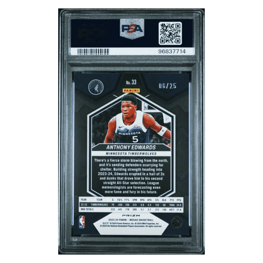 Anthony Edwards PSA 9 2023 Panini Mosaic White #d/ 25 Card #33